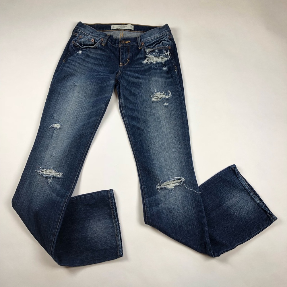 Abercrombie & Fitch Bootcut Distressed Jeans Long